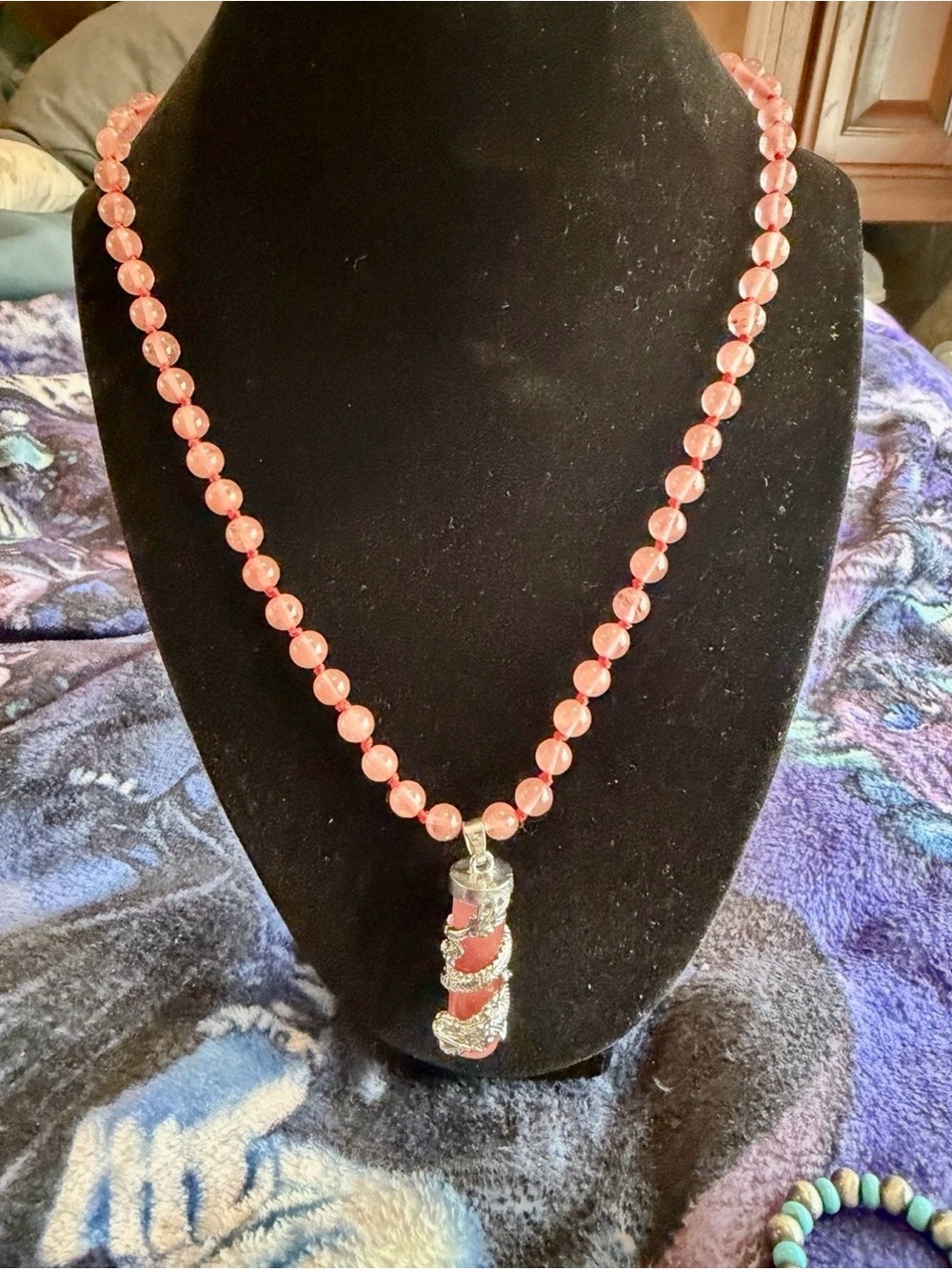 Dragon W/Carnelian Stone. Chain Is 18. Made of Stainless Steel In The USA.